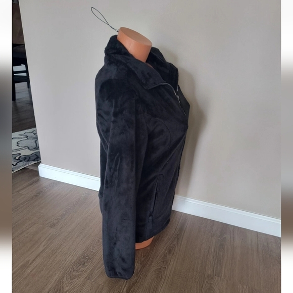 Free Country Faux Fur Jacket Women's Size Small Black Fuzzy Full Zip - Picture 2 of 7